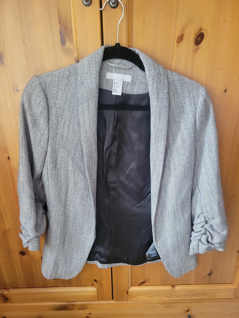 Woven Shawl Collar Blazer in Heather Gray